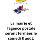 Fermeture mairie et poste le 8 août